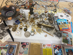 Junk Drawer Lot Jewelry Sterling, Cards, 1921 (2) Morgan’s Dollars, Lighters etc