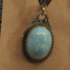 Turquoise Color Cabochon Dangle Earrings Leverback Southwestern Style Silvertone
