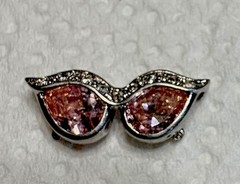 Vintage PINK 925 STERLING SILVER MCM RETRO Cat Eye Glasses CHARM or PENDANT 1″