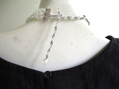 Vintage Prism Cut AB Austrian Crystal Three Strand Necklace 17″ Ornate Catch