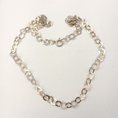 Sterling Silver Chain Necklace Handmade Flatt Hammered Rolo Unique Collar VTG