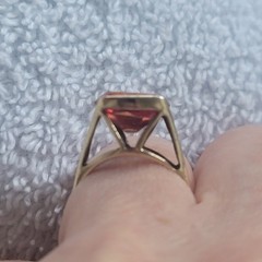 Vintage Mid-Century 14K Vivid Reddish-Orange Sapphire, Approx. 6.00 Carats