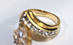Vintage Asymmetrical Bypass Cocktail Ring Marquise Cut Faux Diamond 18K GP Size