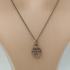 925 SJC Faith in God Necklace 18in Sterling Silver 3g Rope Chain Oval Pendant