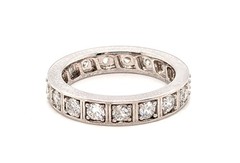 Art Deco Diamond Eternity Wedding Band Ring 1.50ct Platinum Antique 1930s
