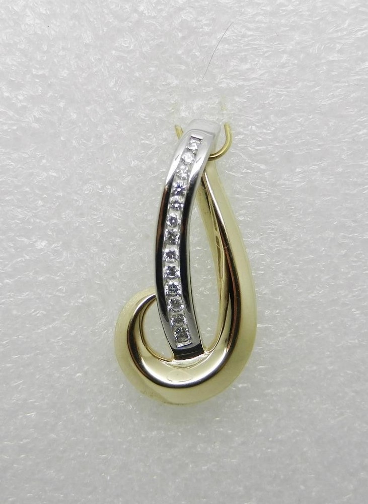 14K Yellow and White Gold Diamond Slide Pendant – 1-1/8″ in Length – LB2454