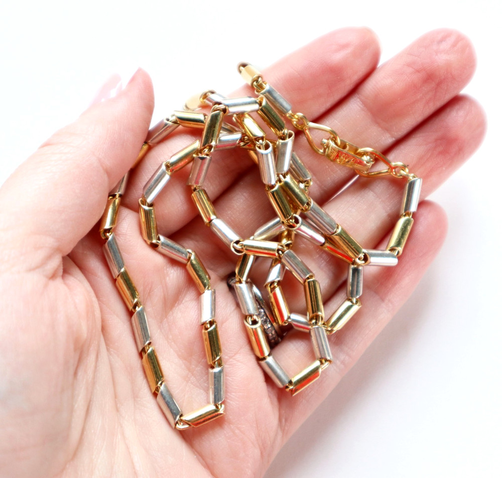 Unique Mexican Designer TANE Sterling Gold Vermeil Heavy Link Chain Necklace 29g