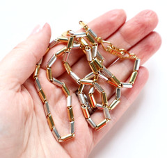 Unique Mexican Designer TANE Sterling Gold Vermeil Heavy Link Chain Necklace 29g
