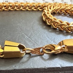 MARKED U7-18KT GOLD PLATED MIAMI CURB/CUBAN ROUND CHAIN NECKLACE-28″-89.10 GRAMS