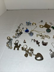 37-Single Silver And Gold Tone Stones earring lot vintage For Crafts Or Reuse