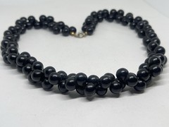 Art Deco Revial Black Beauty Resin Beaded Necklace Twisted Cluster MCM Vintage