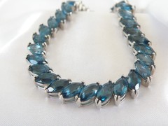 Sterling Silver 925 Natural Heated London Blue Topaz Tennis Bracelet 7.5″