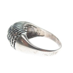 925 Sterling Silver Vintage UTC Cage Domed Oxidized Ring Size 8