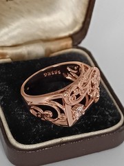 Vintage 1990-s 14 Ct Rolled Gold Zircon Ring Size UK P US 7 1/2- Hallmarked!