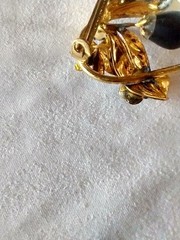 Vintage Rhinestone Faux Enamel Floral Heart 1 1/2″ Brooch Stamped Made Austria