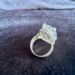 Vtg Sterling Silver Ring .925 Sz 6.5 Marquis Clear Stone Cocktail Statement