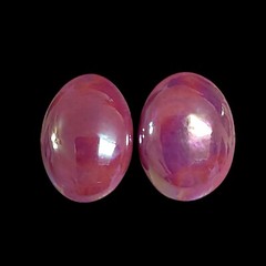 Chunky 80s Retro Iridescent Pink Cabochon Everyday Statement Earrings 1.5″