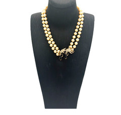 Vintage Signed Panetta Double‑Strand Pearl Necklace | Rhinestone Horse Head
