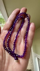 Vintage 4mm Faceted Amethyst Bead Necklace 14k Lobster Claw Clasp 18” Sparkles