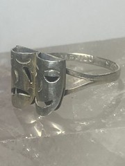 Tragic comic ring size 5.50 sterling silver tragedy comedy theatrical band theat
