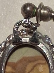 Vintage Sterling Silver Picture Jasper Dangle Post Earrings