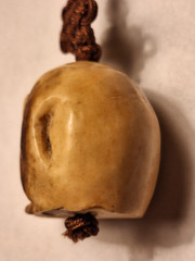 VINTAGE CLOISONNE BONE SKULL ASIAN LOVE KNOT PROTECTION TALISMAN AMULET NECKLACE