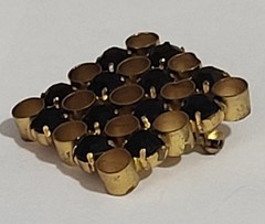 Vintage Square Brooch Pin Black Round Prong Set Stones Art Deco Modernist Estate