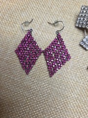 RETRO / VINTAGE RHINESTONE DANGLE EARRINGS 2 PR LOT VERY PRETTY