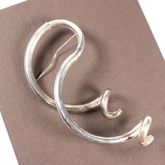 Vtg Large Sterling Silver Studio Artisan Post Modern Brooch Pin Abstract Curled