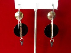 Pair of Antique French Brass & Cut Steel Earrings