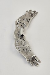 VTG Sterling Silver Zealandia Winged Gemstone Fossil Slide Pendant 925 – 11.7g