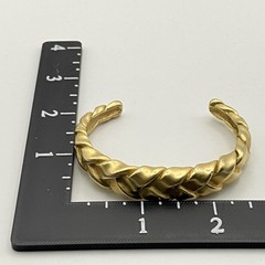 Vintage Erwin Pearl Thick Braided Gold-Tone Cuff Bracelet Statement 90s Runway