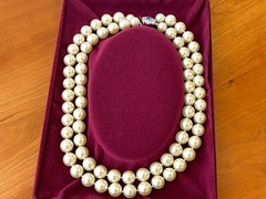 Camrose & Kross JBK Double Strand Pearl Necklace Sapphire Clasp COA