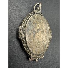 Vintage Ornate Floral Art Deco Oval Locket Pendant Silver Tone 26.7mmx41.4mm