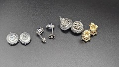 925 Sterling Silver Diamond & Sapphire Earring Collection – 4 Pairs – 11.27g