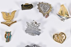Lot of 28 Pin Brooch Fall Pumpkin Teacher Gold Tone Leaf Flag Sailboat Bow Eagle