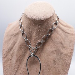 Vintage 1972 Napier Irregular Volutes Silver Tone 5″ Pendant 18″ Modern Necklace