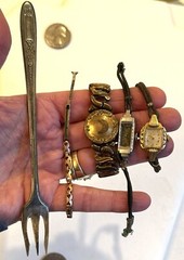 Antique Jewelry lot 1/40 10k Gold & 1/40 12k Gold Watch expandable bracelet Fork