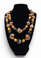 Vintage Signed W Germany Double Strand Lucite AB Bead Necklace 20” MCM