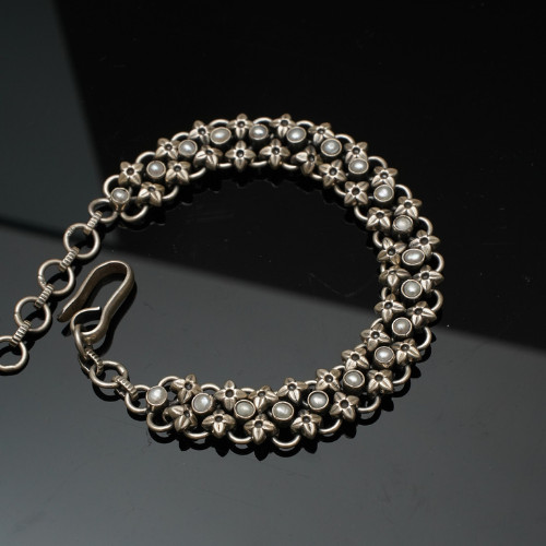 925 Antique Silver chain Bracelet with Pearl BLSS/22