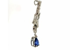Art Deco Sapphire Pendant Necklace 2.65ct Platinum Original 1920’s-1930’s