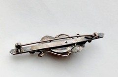 Vtg Antique Art Nouveau Natural Cognac AMBER STERLING Silver Bar Pin BROOCH
