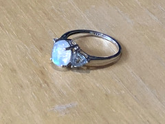 Vintage Sterling Silver Ring Moonstone Aquamarine/Blue Topaz? 925 7.5 AS IS