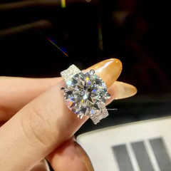 3.00Ct Round Cut Moissanite Solitaire Engagement Ring 14K White Gold Plated Ring