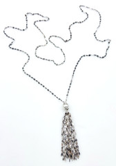 Vintage 925 Italy Sterling Silver Chain Tassel Necklace 32 in