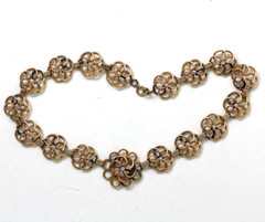 VINTAGE RETRO ERA KNOT SWIRL GOLD FILLED CHAIN LINK NECKLACE 15.25″ 1940’S