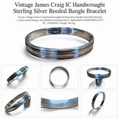 Vintage James Craig IC Handwrought Sterling Silver Reeded Bangle Bracelet 40.3g