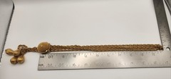 Vintage Gold Tone Lariat Necklace Adjustable Slider Bead Tassel Drop Statement