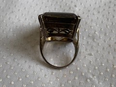 Vtg Large Sterling Silver Ring 16.18g Jewelry Size 6.5 Smoky Quartz Look *READ*