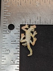 Vintage Alligator Brooch Iridescent Ivory Enamel Crocodile Reptile Lizard Pin